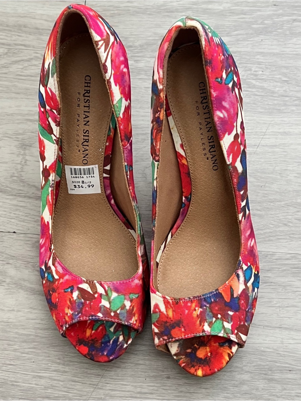 Christian Siriano for Payless Floral Peep Toe Stiletto Heels Size 8.5 - Picture 5 of 9